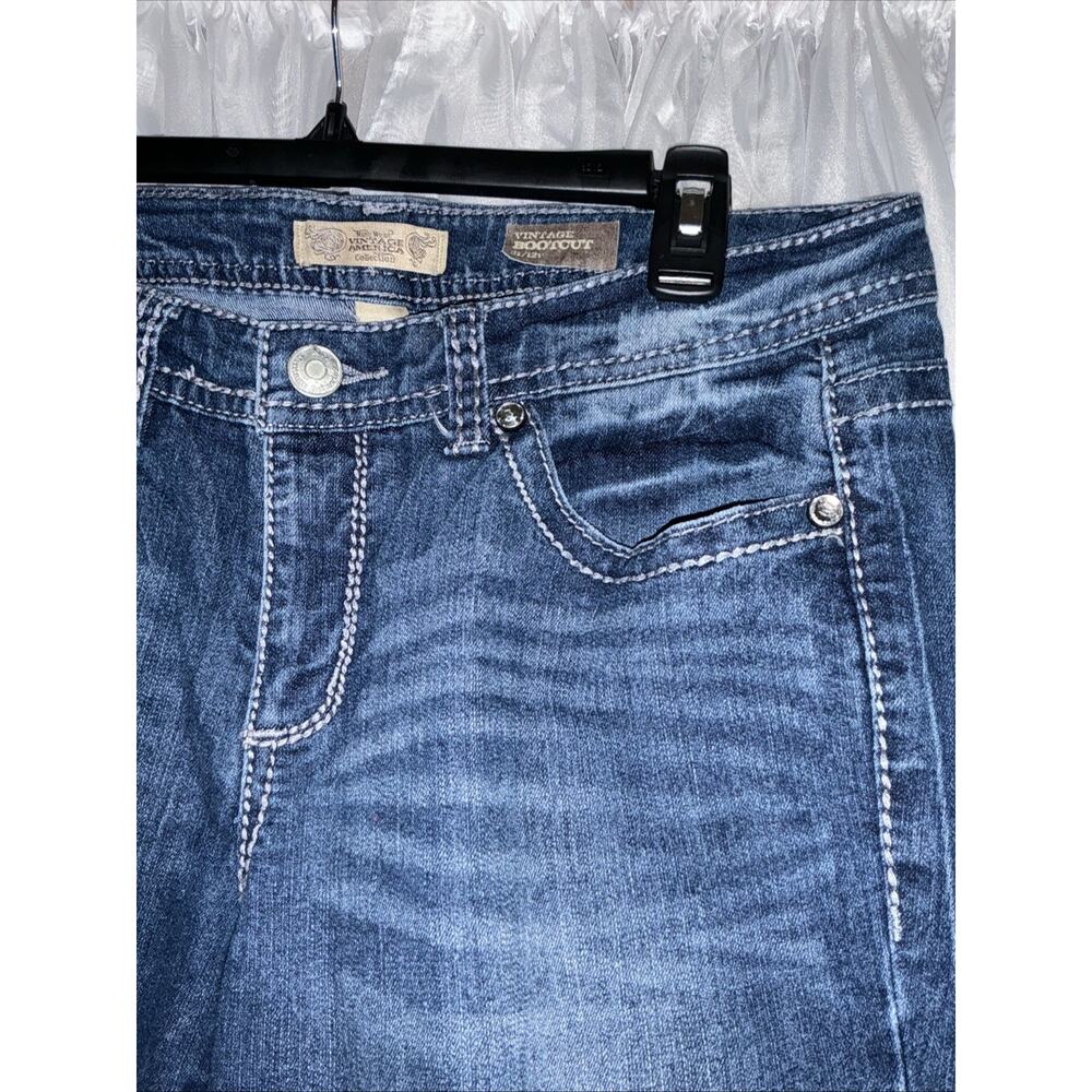 Women’s Y2K Style Flattering Bootcut Jeans With Rhinestone Pockets Size 12 - Picture 4 of 11